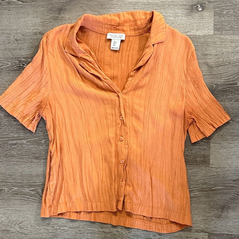 Rachel Zoe  Women's Vibrant Orange Button-Down Shirt